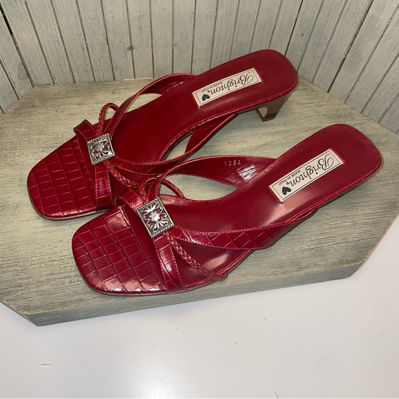 New Brighton Red Leather Kayla Sandals Made in Italy 9.5M - Picture 6 of 7